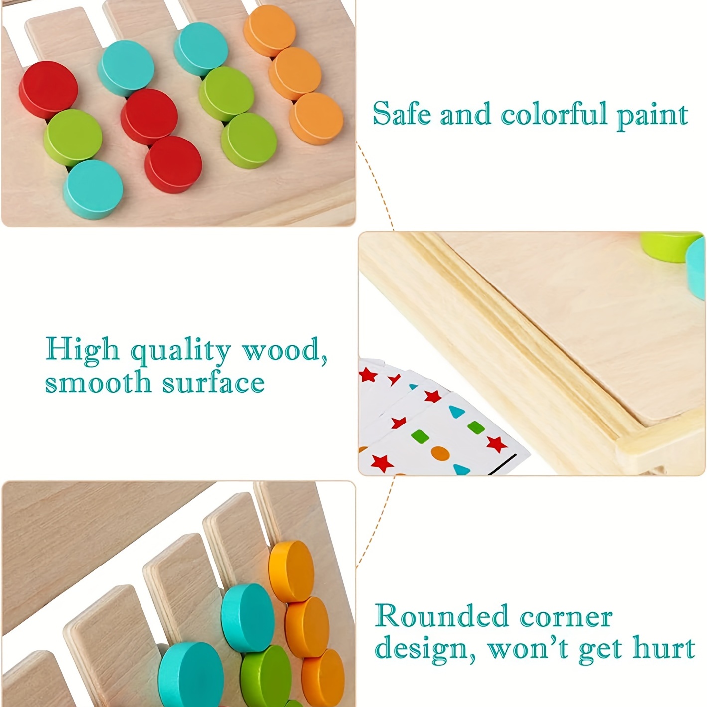 Montessori Learning Toys Slide Puzzle Color & Shape Matching Brain Teasers Logic Game Preschool Educational Wooden Toys for Kids Boys Girls Age 3