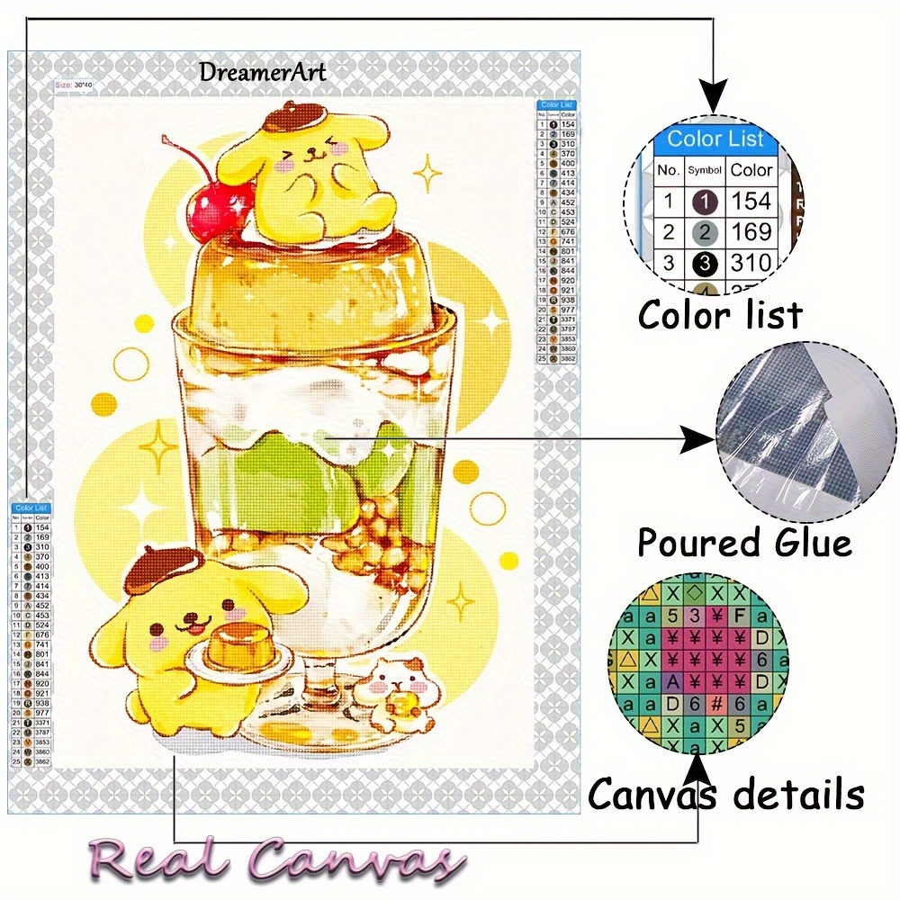 5D Hello Kitty Cinnamoroll Pachacco My Melody Pompom Purin Diamond Painting  Kit Mosaic DIY Diamond Embroidery