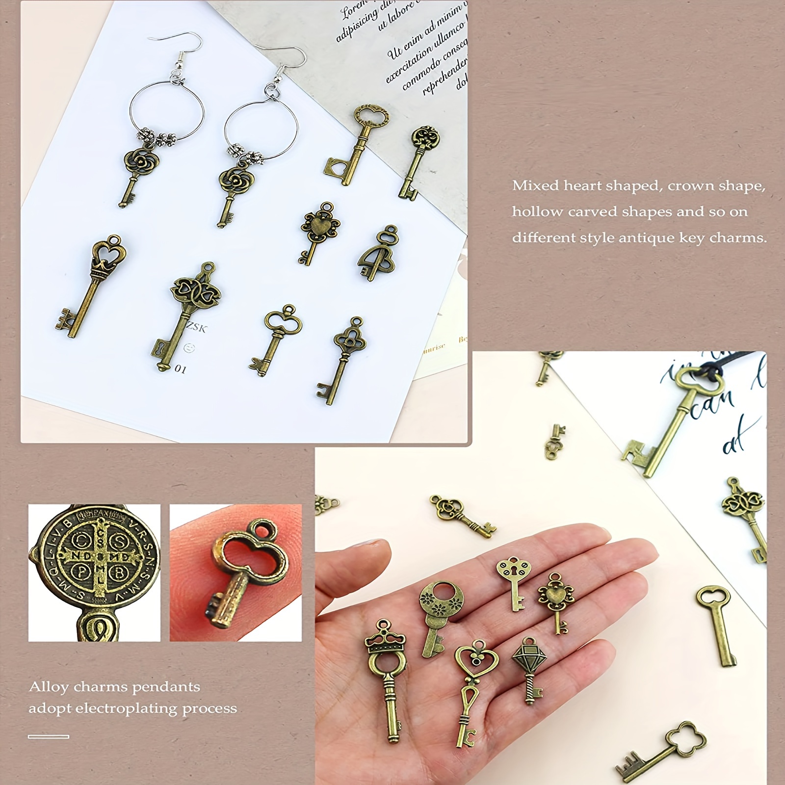  YOUYIDUN - 101 Pcs Vintage Skeleton Keys Charms Set, Antique  Key Decorative Pendant Set(50xDecorative Charms Keys, 50xDragonfly Wings,  1x30Meters Beaded Wire) for DIY Crafts Necklace Jewelry Making : Arts,  Crafts 