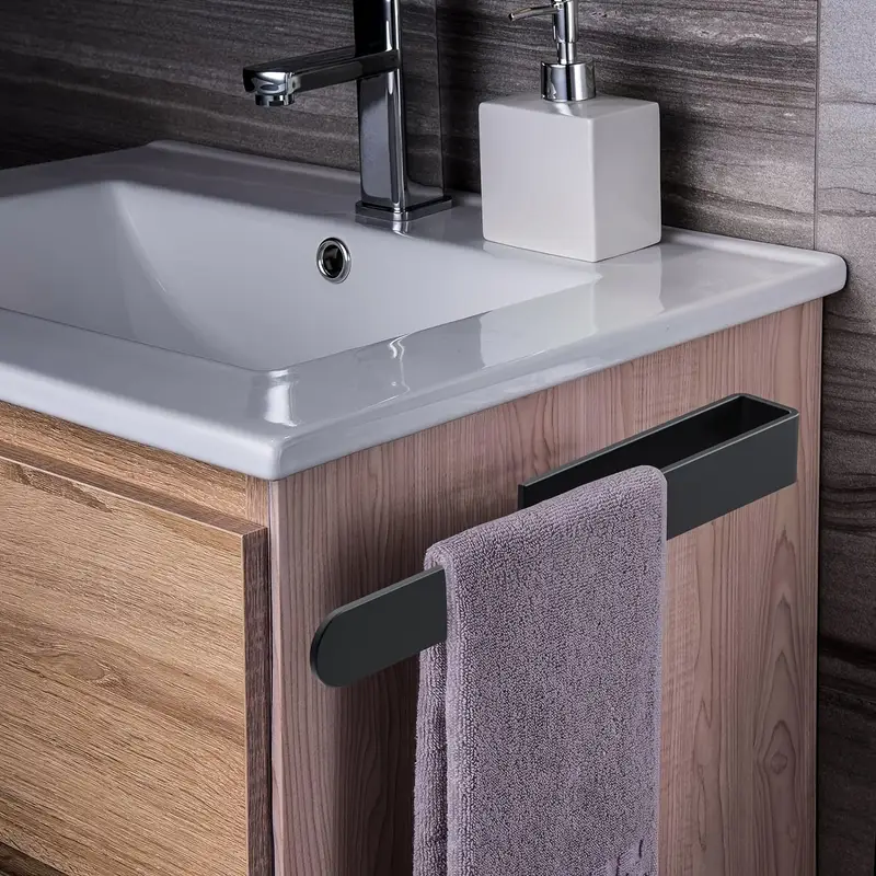 self stainless steel towel rail 23 6 x 37 4 matte black no drill wall holder for bathroom kitchen ideal for hanging towels towel rack modern towel holder durable towel rack Product details 10