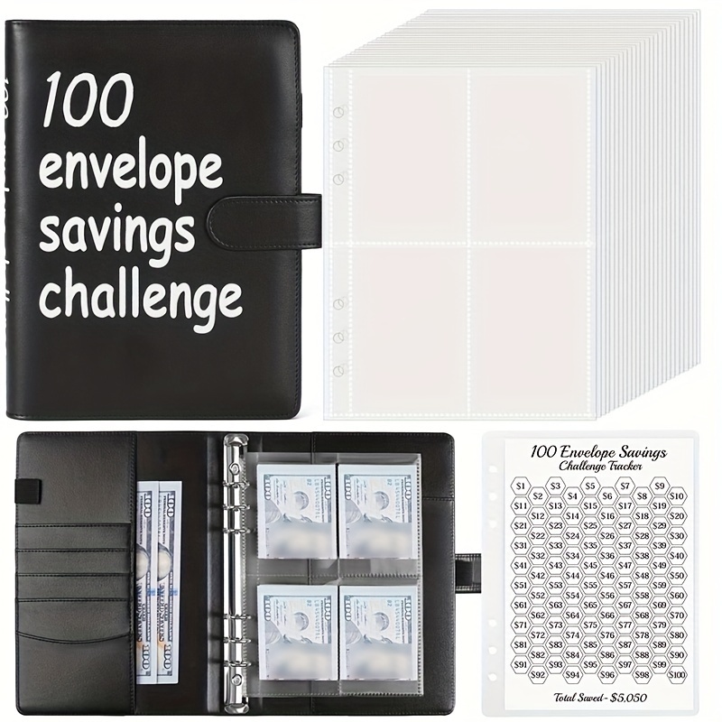 Kit de desafío de ahorro de dinero de 100 sobres, ahorra 5050 dólares en  100 días, organizador de desafío colorido para 5050 dólares para ahorrar