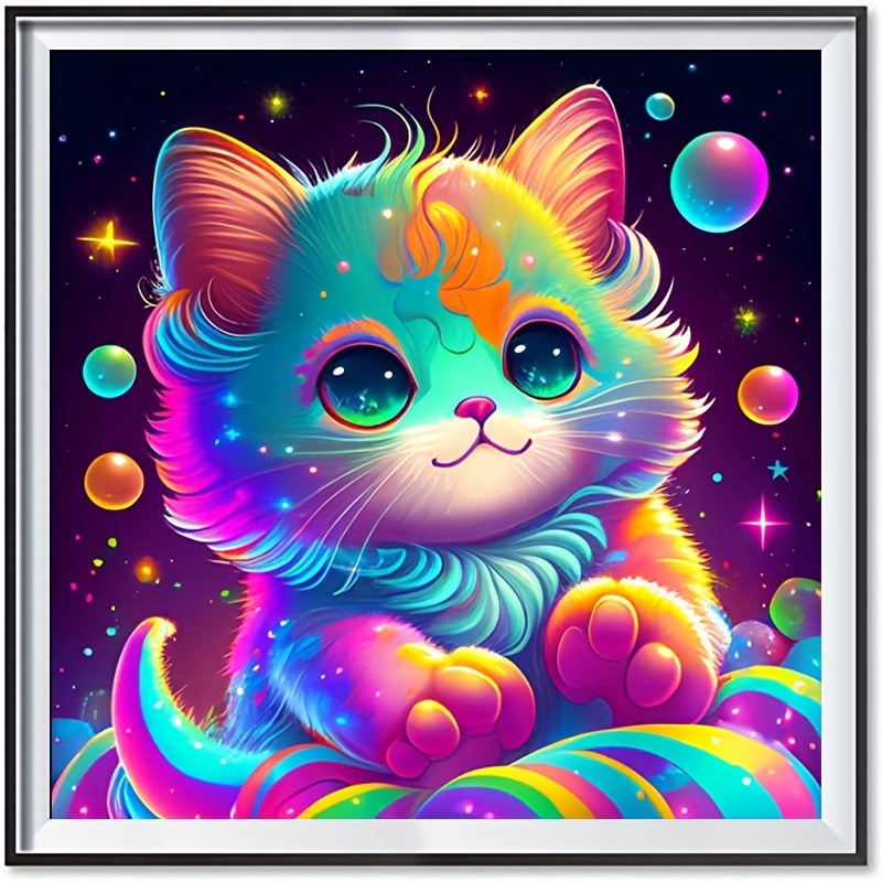 5d Diy Artificial Diamond Painting Cat Diamond Painting - Temu