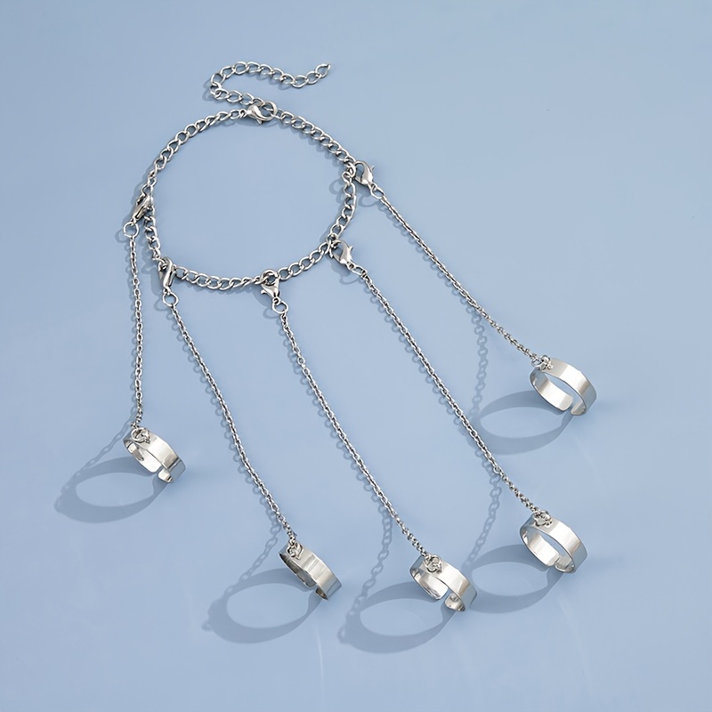 Punk Chain Tassel Hand Harness with Finger Rings