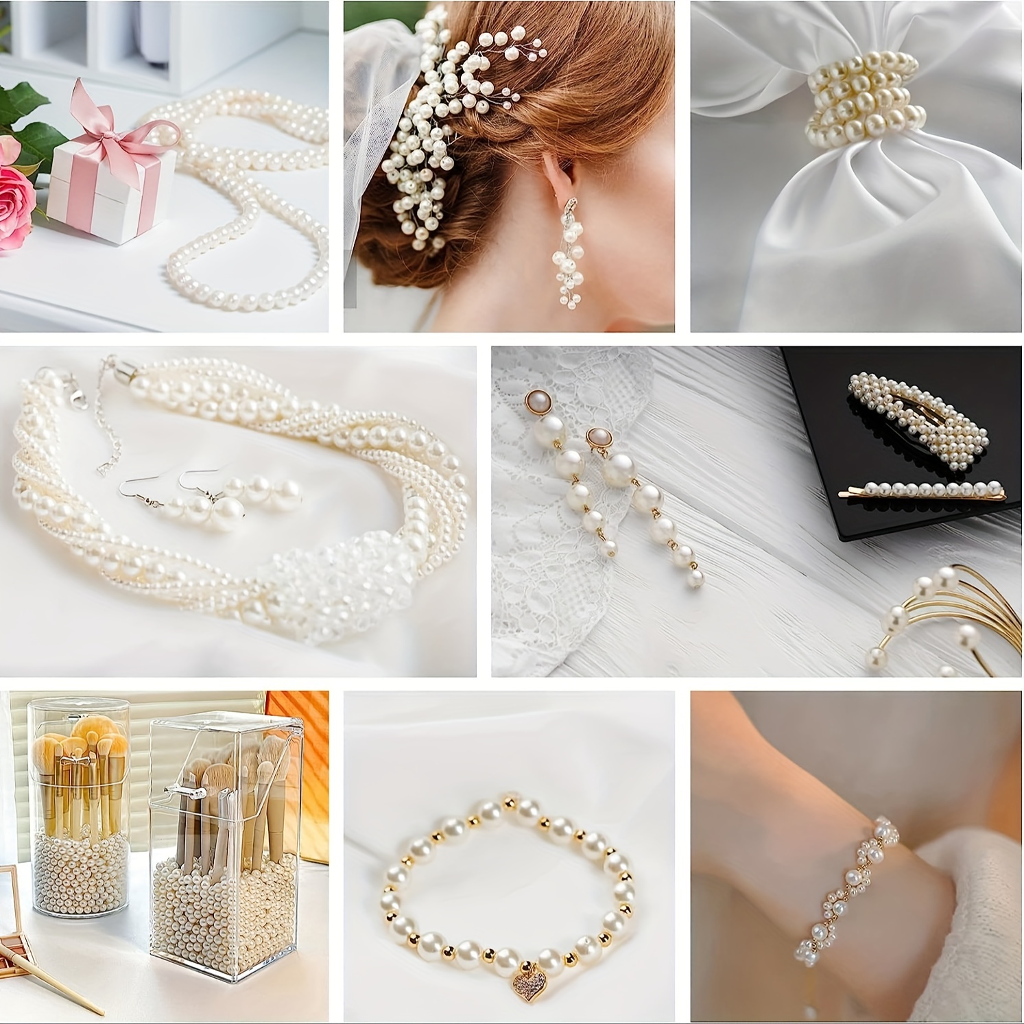 Ivory Imitation Pearls Craft Beads Small Slit Pearl Beads - Temu