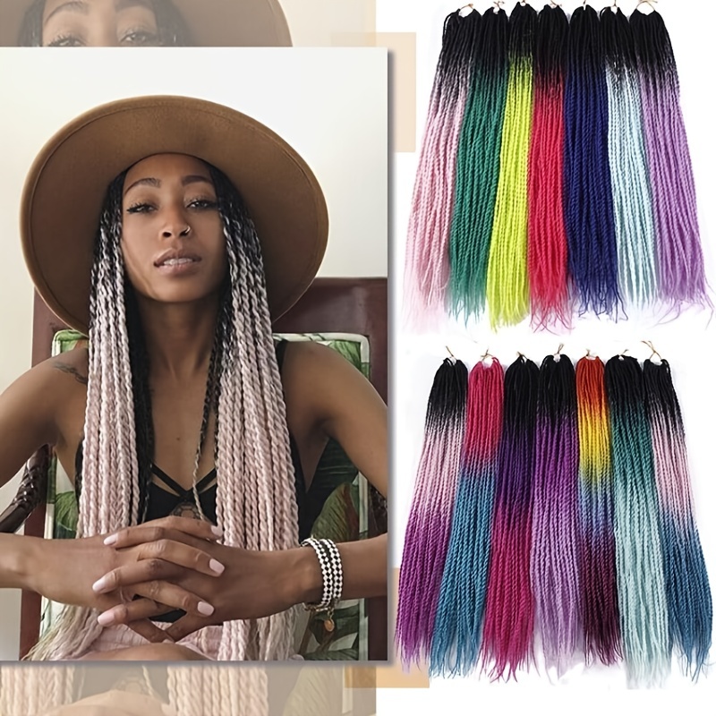 24Inch 30*Roots Senegalese Twist Crochet Braiding Hair Extensions Ombre As  Human