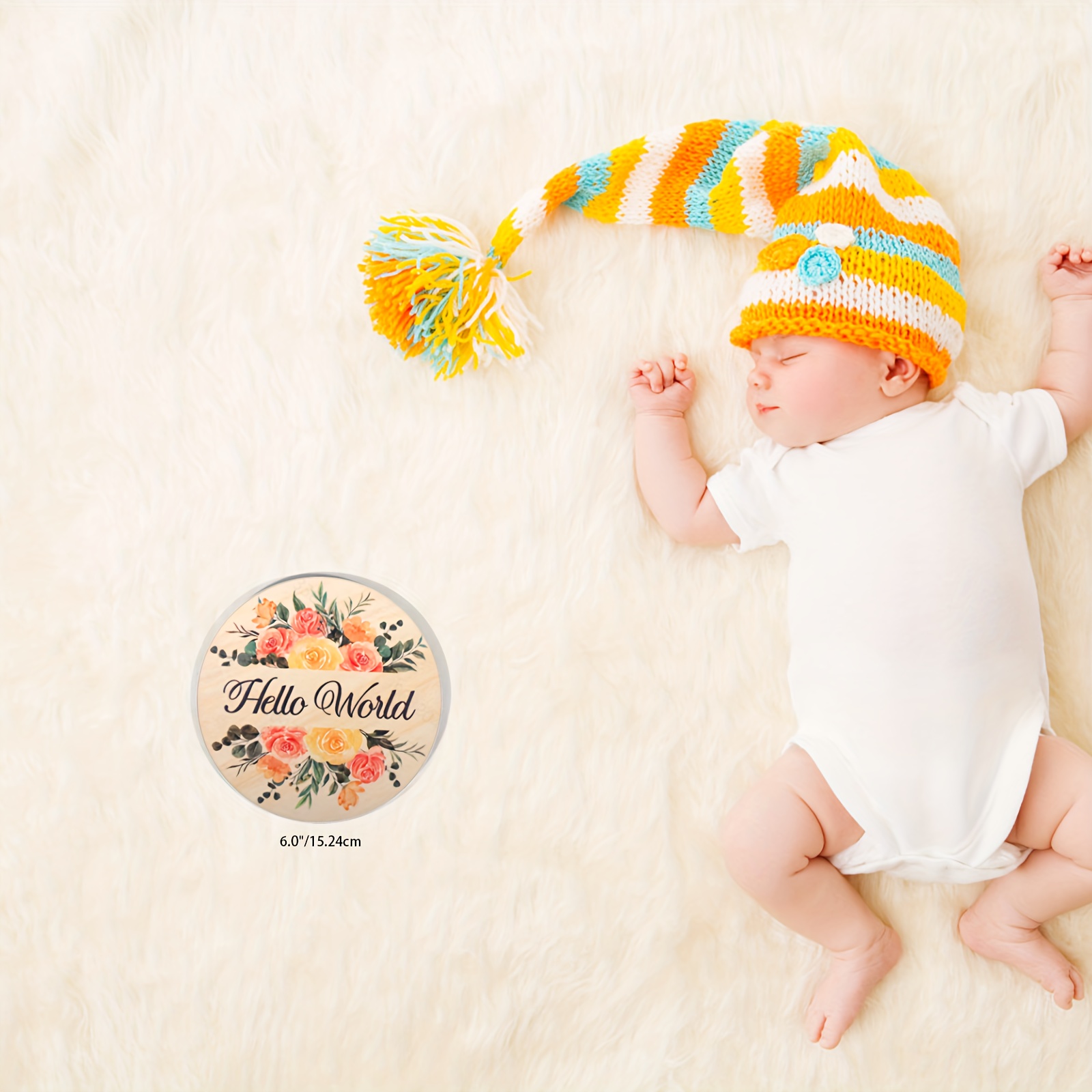Hello World - Anuncio de bebé recién nacido | Accesorio fotográfico |  Regalo de embarazo | Medidas nacimiento del hospital