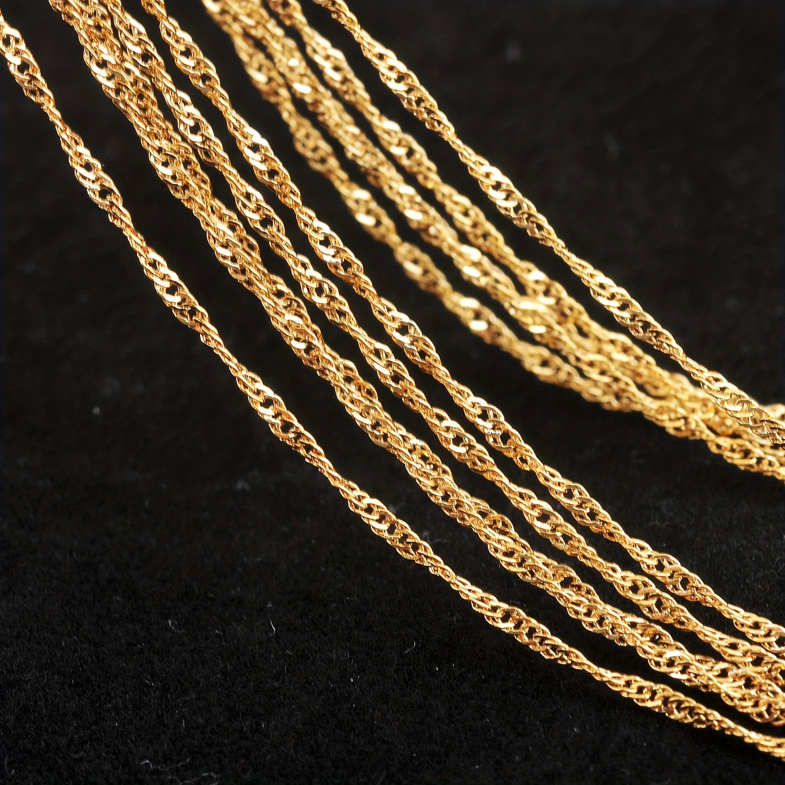 

S90, 1 String, 16~22inch Exquisite Chain Jewelry, 18k Golden Plated Water Wave Chain, Casual Collarbone Chain, Couple Pendant Jewelry Accessories, Handmade Material Supplies