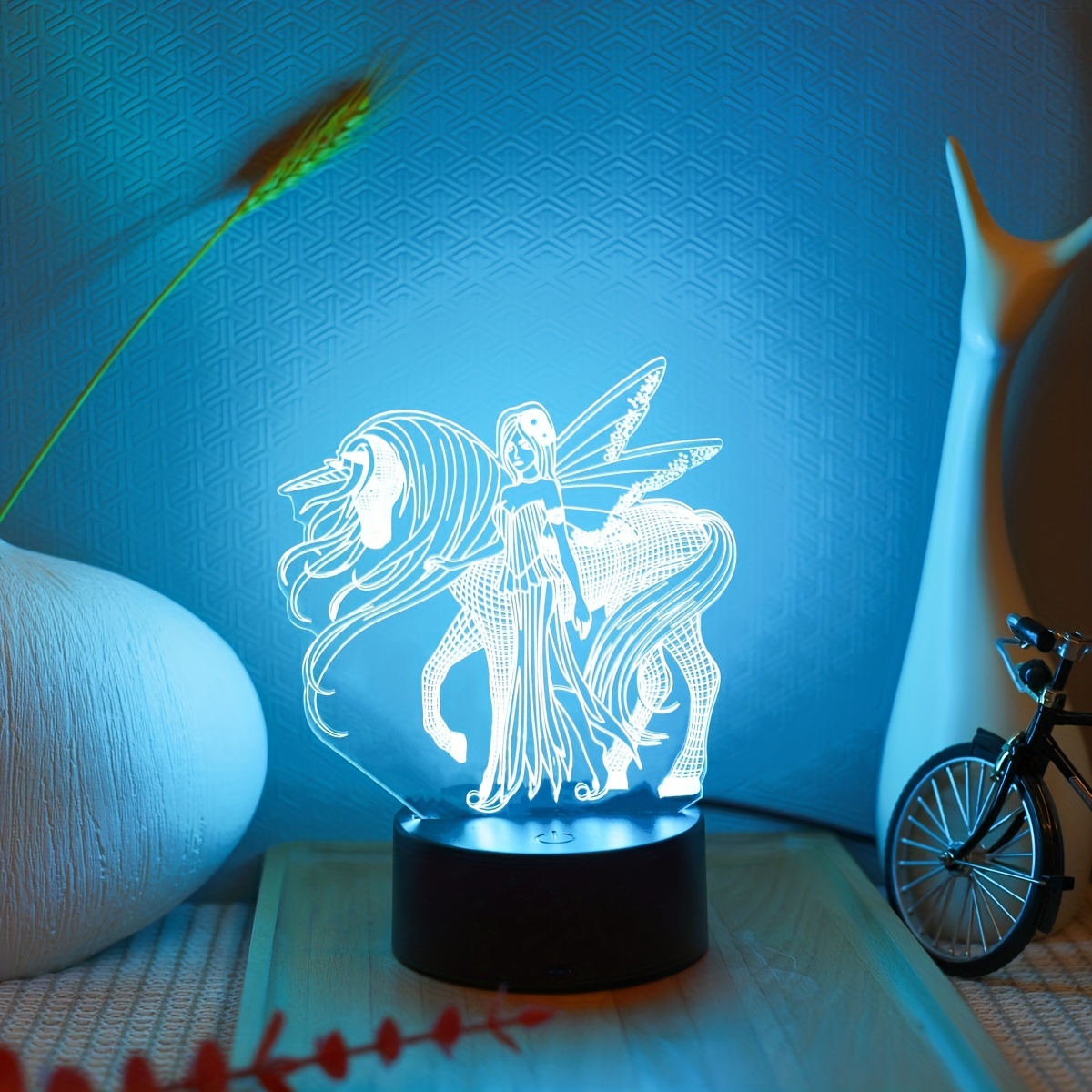 Luz nocturna de princesa para niños, luz nocturna 3D, control