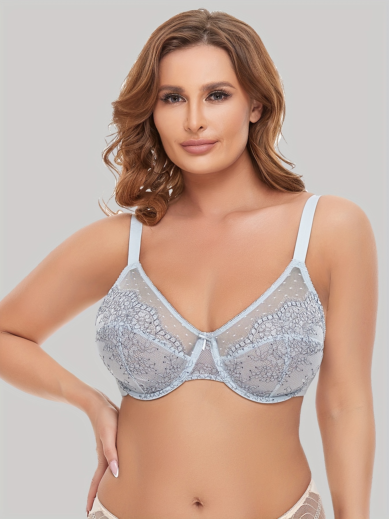 Floral Lace Unlined Bra Comfy Breathable Bow Tie Bra Women's - Temu Canada