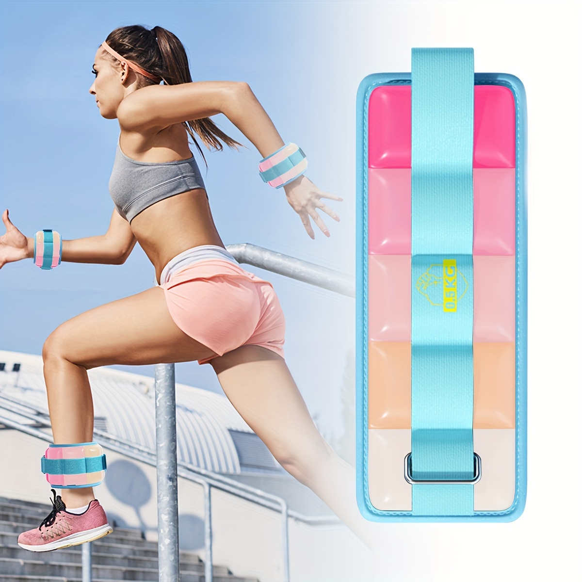2 unidades de peso de muñeca ajustable de tobillo para ejercicio, caminar,  correr, yoga, aeróbicos, pilates, pulsera de peso, pulsera de fitness