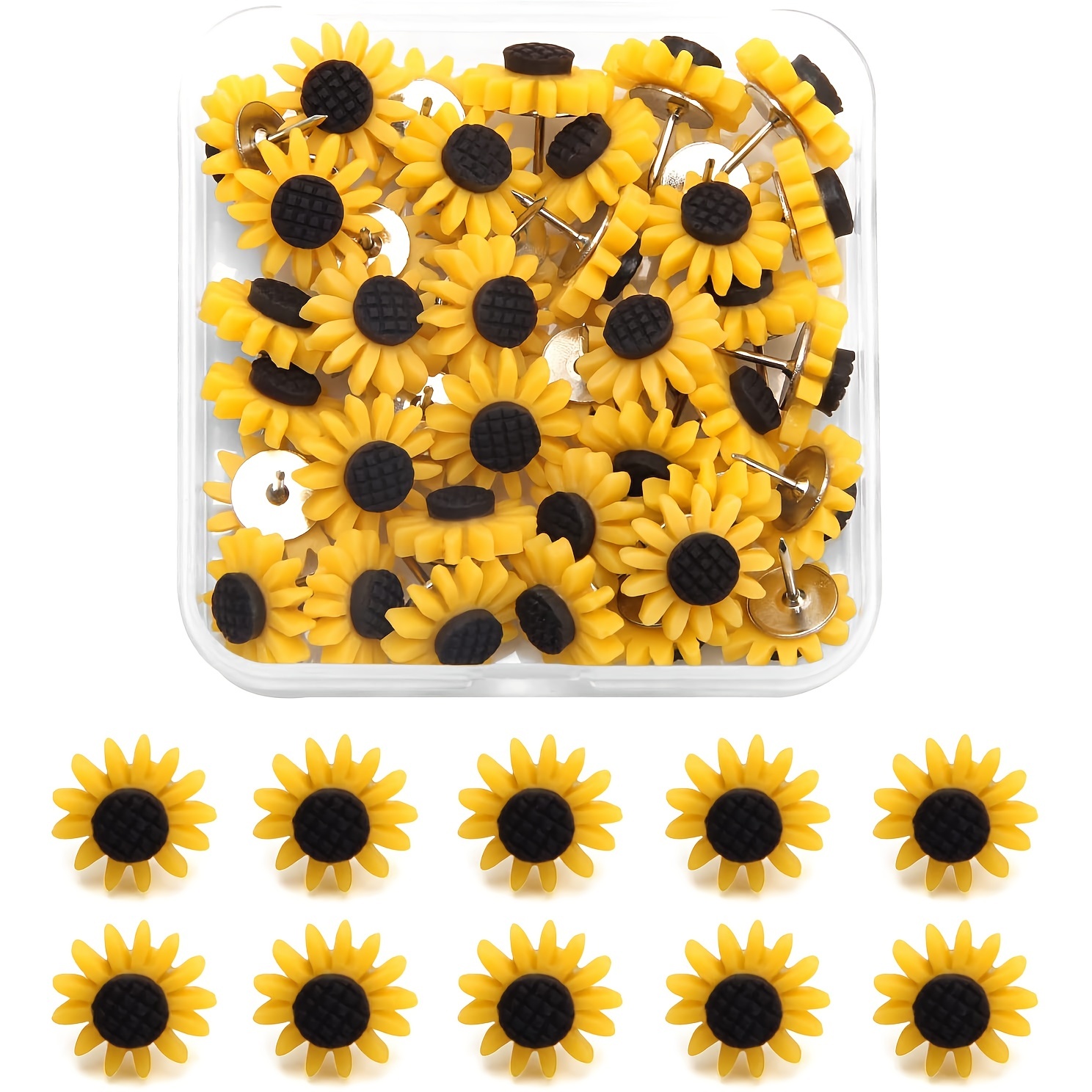 20pcs Sunflower Push Pins For Bulletin Board Photos Wall Maps School Supplies