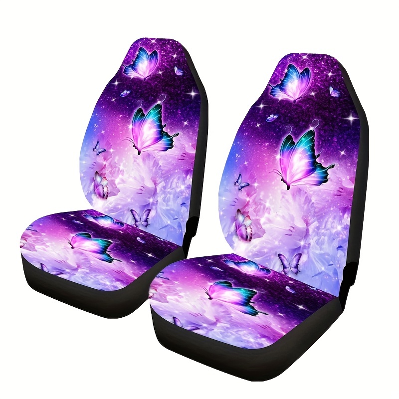 2pcs Set Butterfly Print Car Seat Covers, Universal Fit Car Seat Covers For  Front Seats Only, Automotive Bucket Seat Cushion Pad