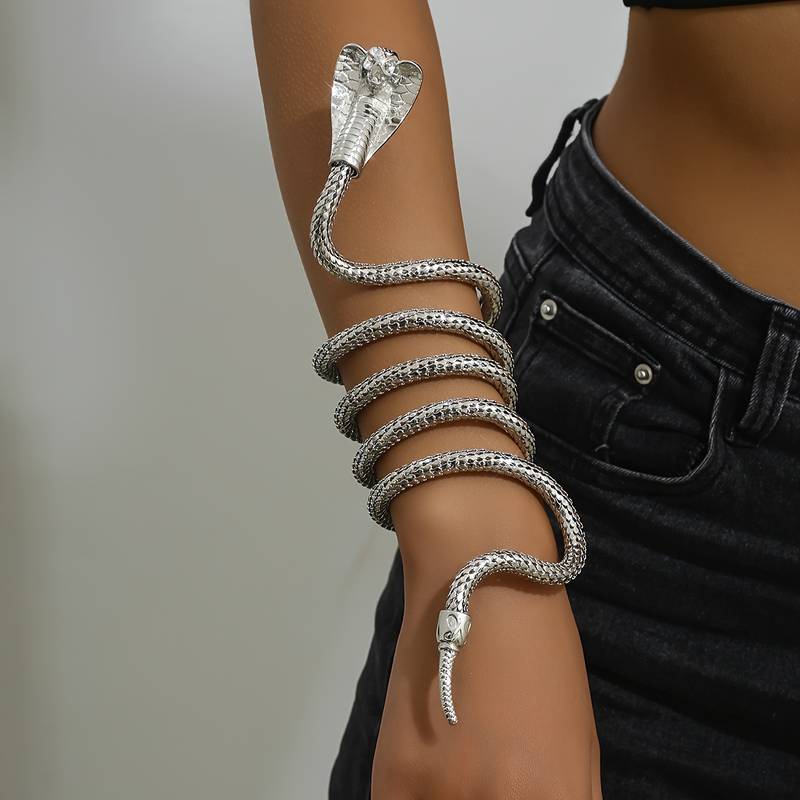 Adjustable Snake Chain Choker Necklace & Bracelet Set - Gothic Punk Halloween Jewelry For Women
