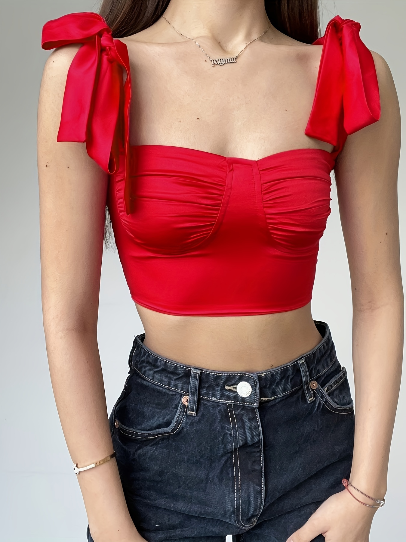 Solid Color Cropped Tank Top Casual Low Cut Short Sleeve - Temu