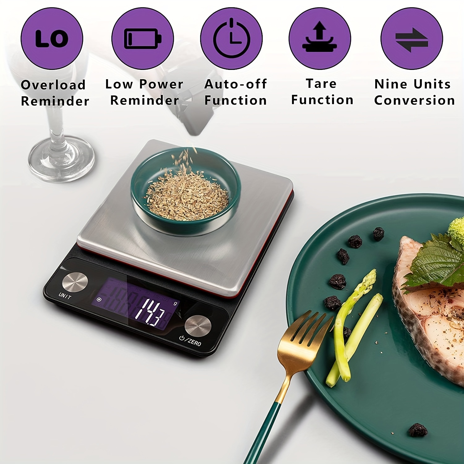 Kitchen Food Scale With, Small Scale With Tare Function Digital Scale Grams  And Ounces For Weight Loss, Dieting, Baking, Cooking, Meal Prep, Coffee,  Black - Temu