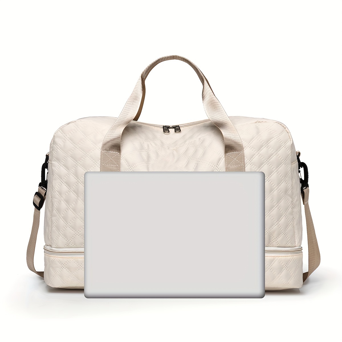 lightweight argyle pattern luggage bag large capacity travel duffle bag portable overnight bag details 11