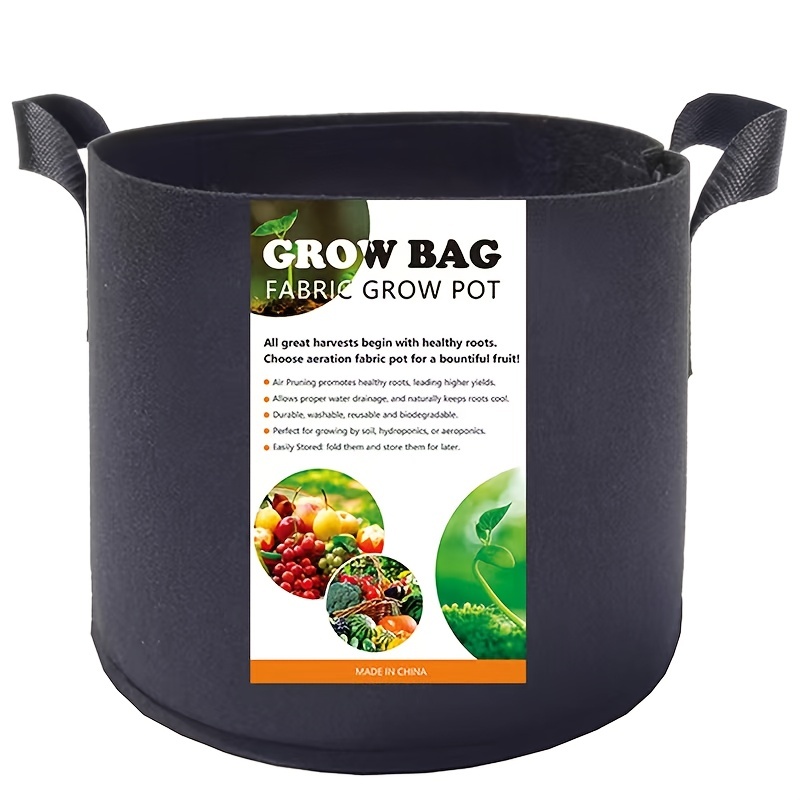 5-Pack 7 Gallon Plant Grow Bags, Heavy Duty Thickened Nonwoven Fabric Pots with Handles