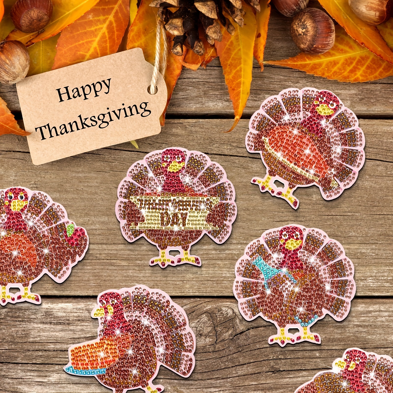 Thanksgiving Diamond Painting Coasters Fall Draw Diamond - Temu