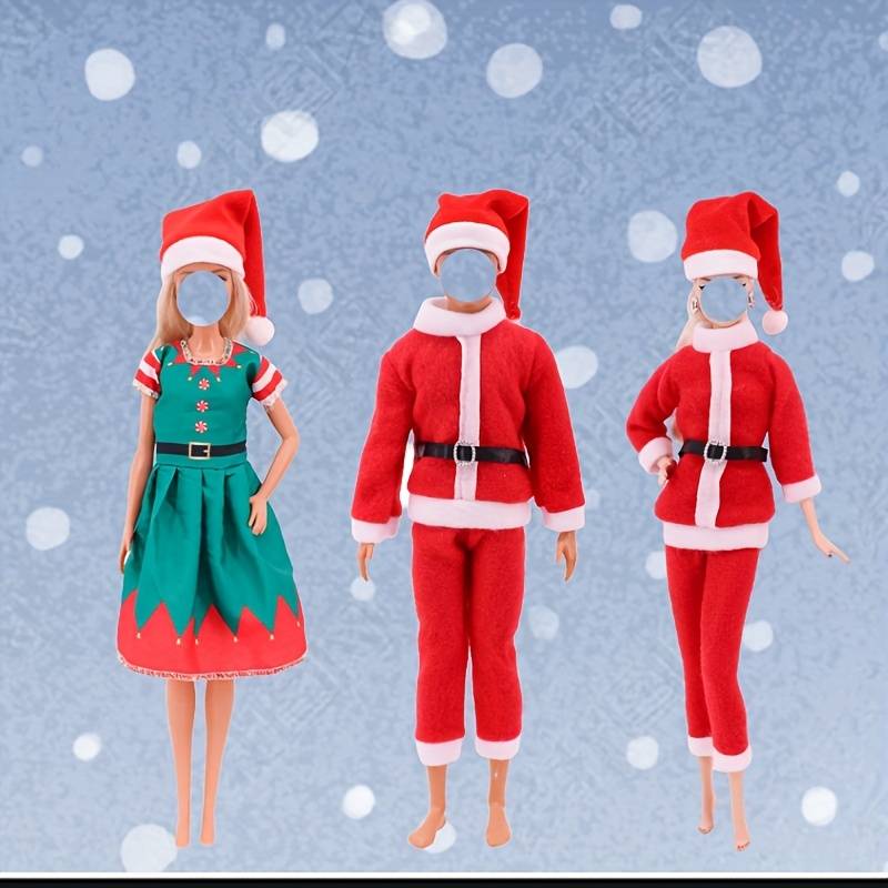 Costume De Noël 3 Pièces Pour Poupée De 17 Cm - Tenue Père Noël - Cadeau Pour Enfant - Tissu Doux