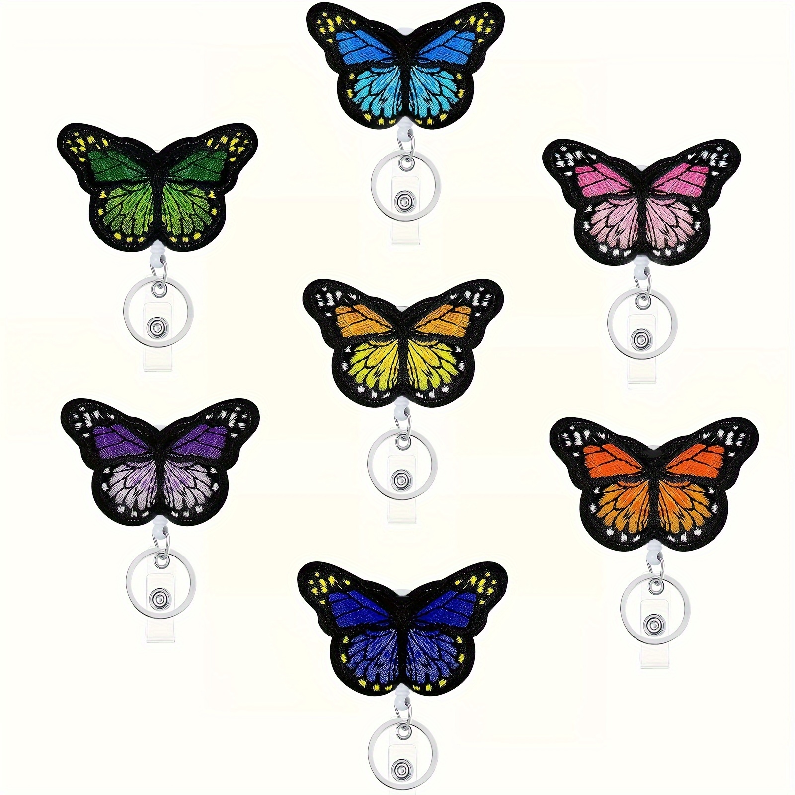 Butterfly Print Badge Reels Retractable Badge Holders Id - Temu
