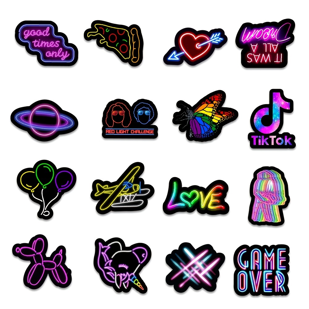 Glow Stickers for Children's Toys Stickers for Graffiti Glow Laptop  Stickers Set Guitar Helmet Skateboard Bicycle Decal