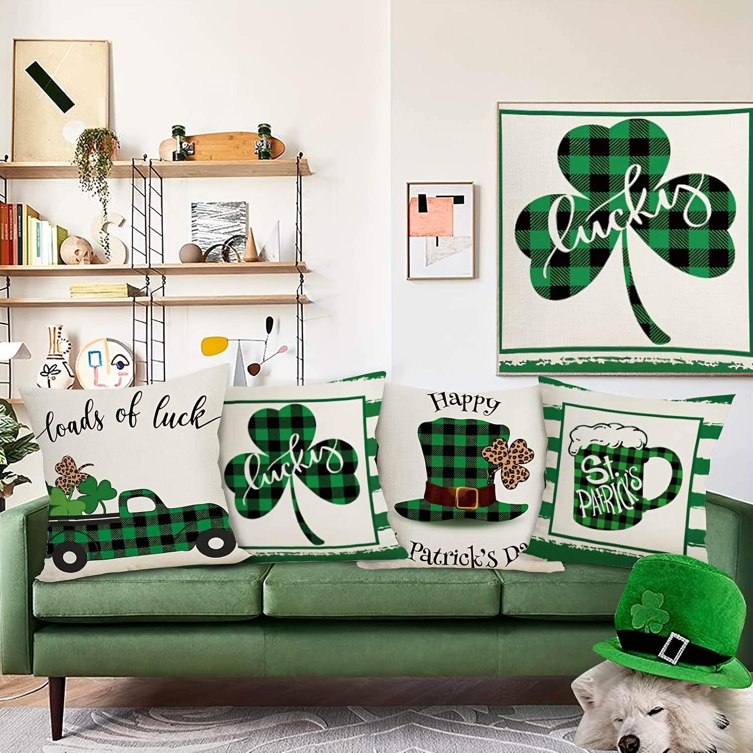 St Patricks Day Decorations Pillow Covers Green Buffalo Temu