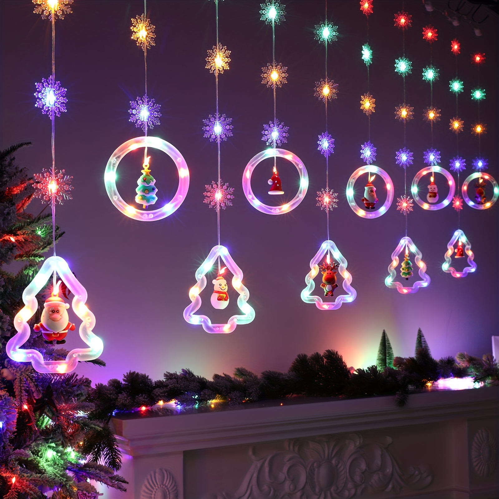 TOPJOWGA Fenêtre Noël Lumière, Guirlande Lumineuse Fenêtre Noël Decoration,  Lumières de Noël Decoration, Lumières de Noël Suspendues 3D avec Ventouse,  LED de Noël à Suspendre Décoration de Fenêtre : : Luminaires et