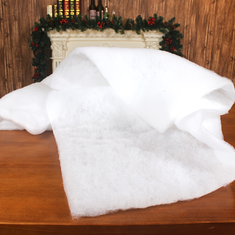 TEMU 1pc, Artificial Snow Roll - Christmas Tree Decoration, Party Table Mat, Table Decoration, White Photo Background Thick Soft Blanket Holiday Fake Snow Blanket Cover Diy Filling Material