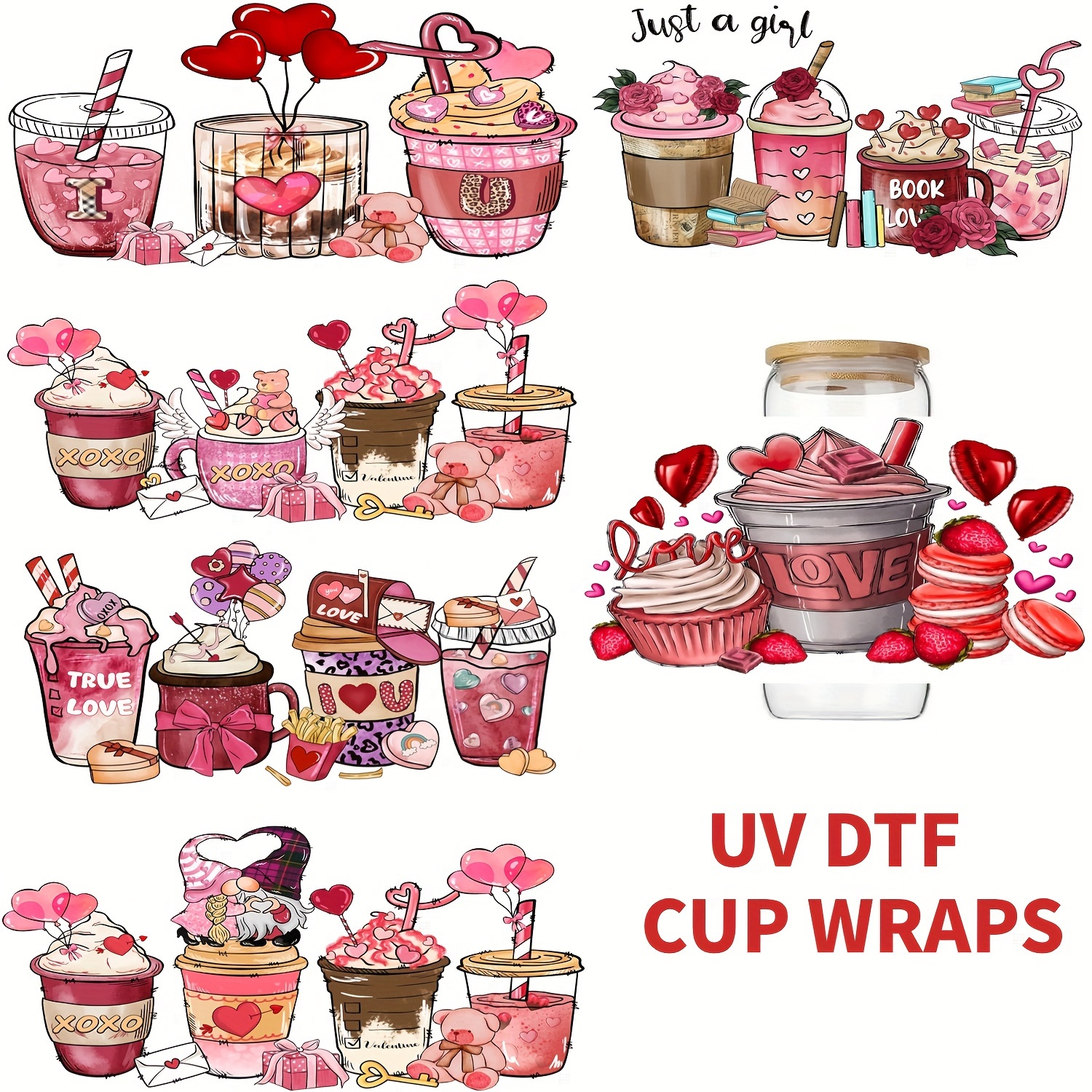 Uv Dtf Cup Wrap Transfer Stickers Vidrio 1 Hoja - Temu