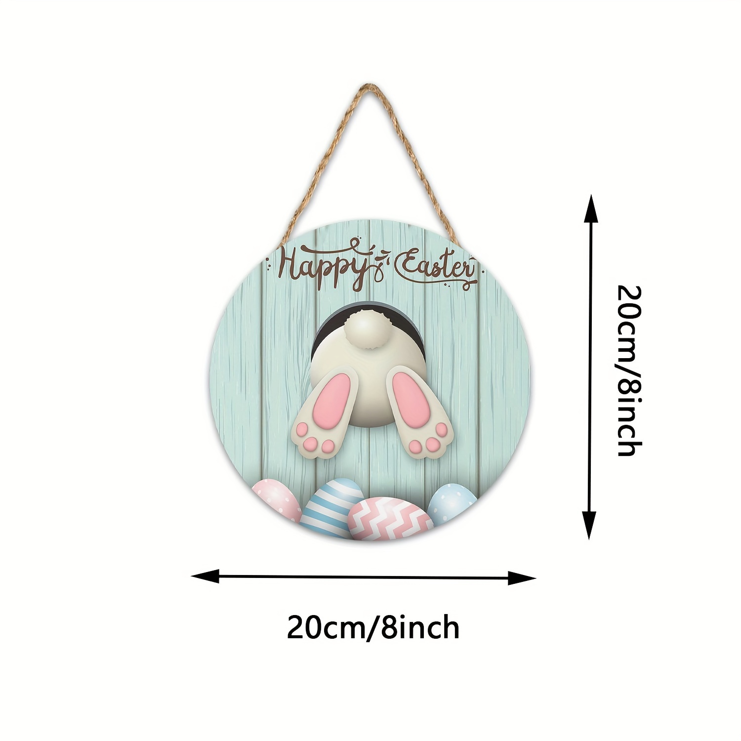 Cute Easter Rabbit Wood Round Wooden Hanging Sign Home - Temu