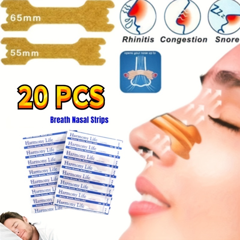 100 PCS Solución para ronquidos Materiales naturales Tiras nasales para  respirar mejor por la nariz