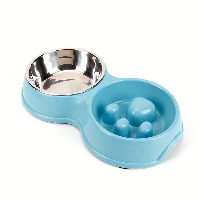 Slow Feeder Dog Double Bowls Stainless Steel 4 in 1 Food - Temu