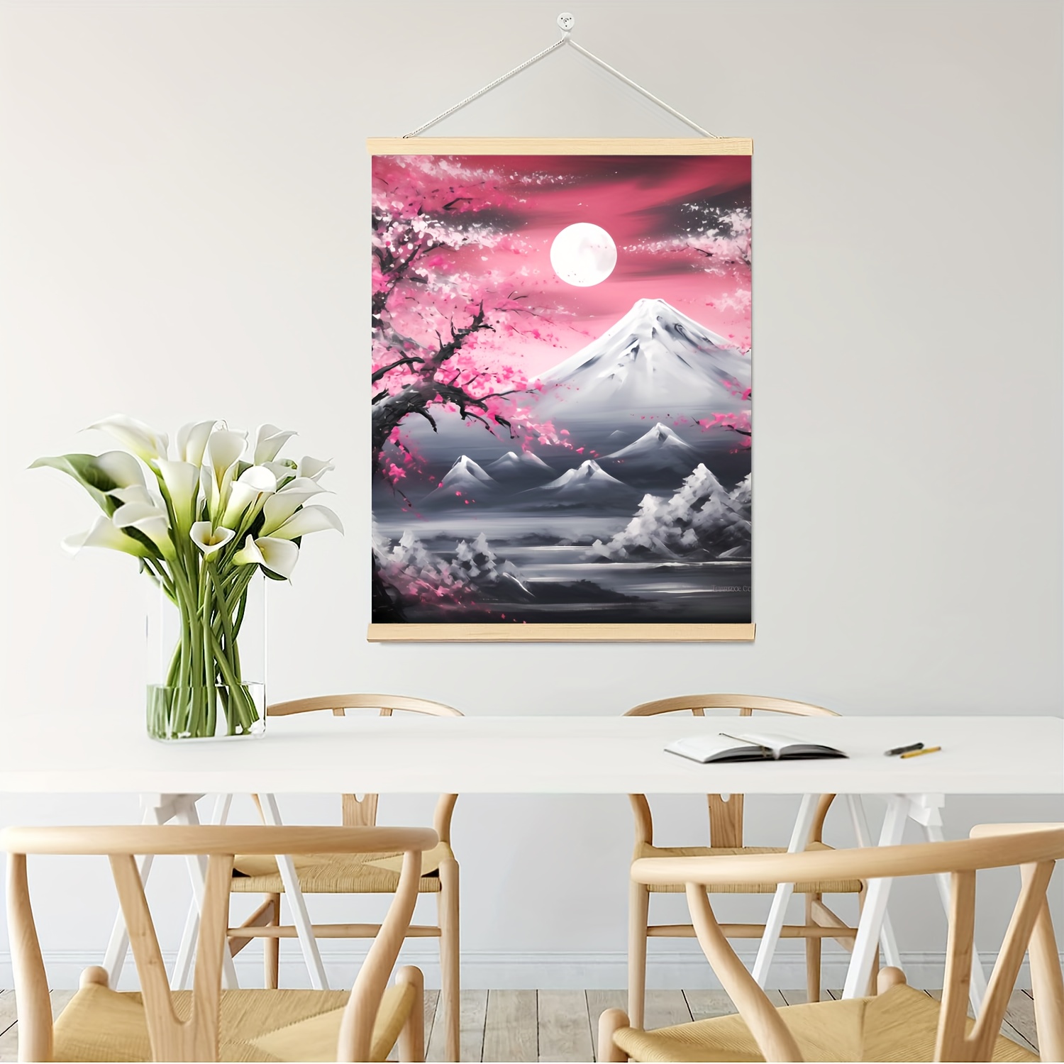 3pcs Poster En Toile, Poster Japon Cerisier En Fleurs, Impression Sur Toile  Mont Fuji Japon, Peinture