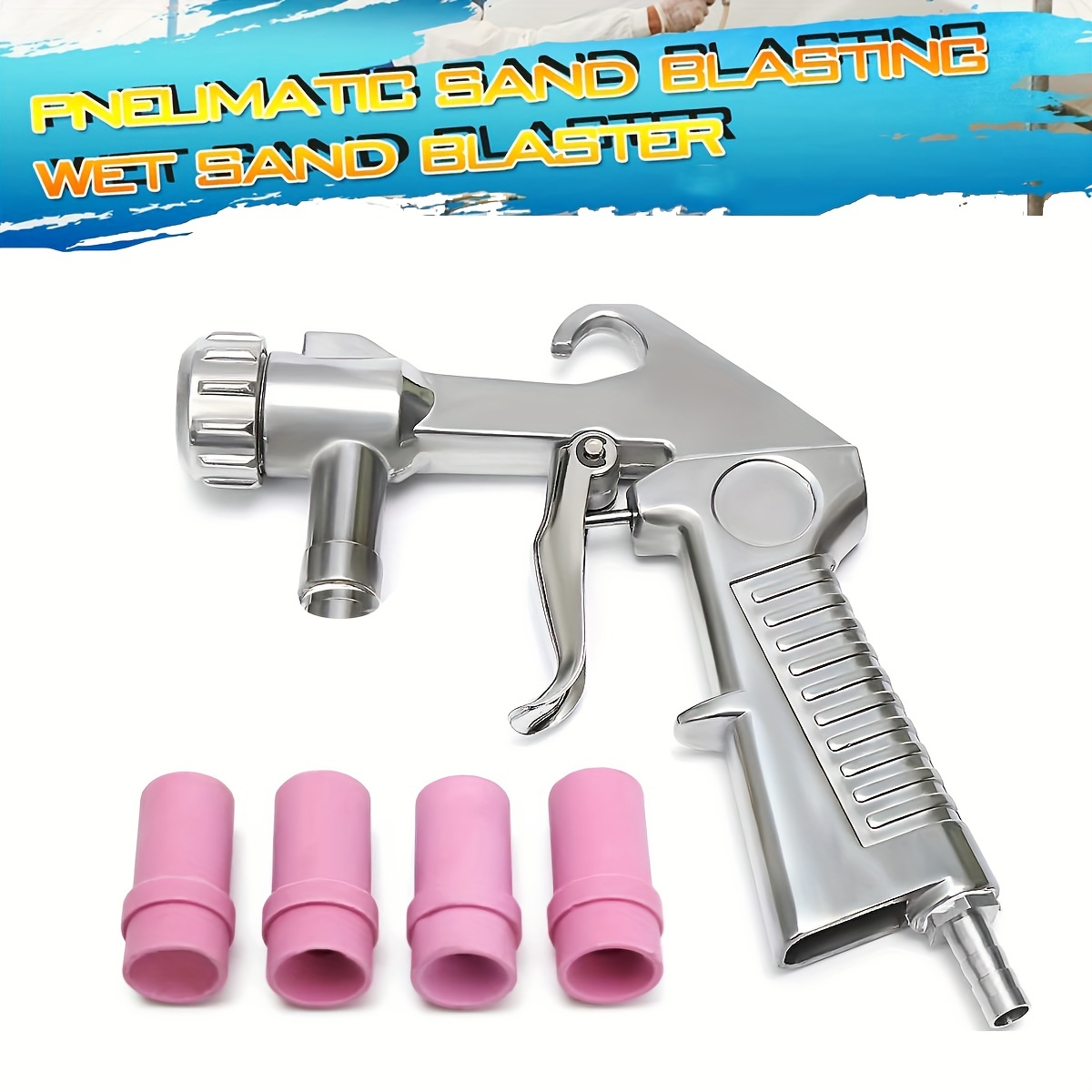 Kit de pistola de arena para chorro de arena portátil pequeña boquilla  neumática pistola de chorro de arena de vidrio