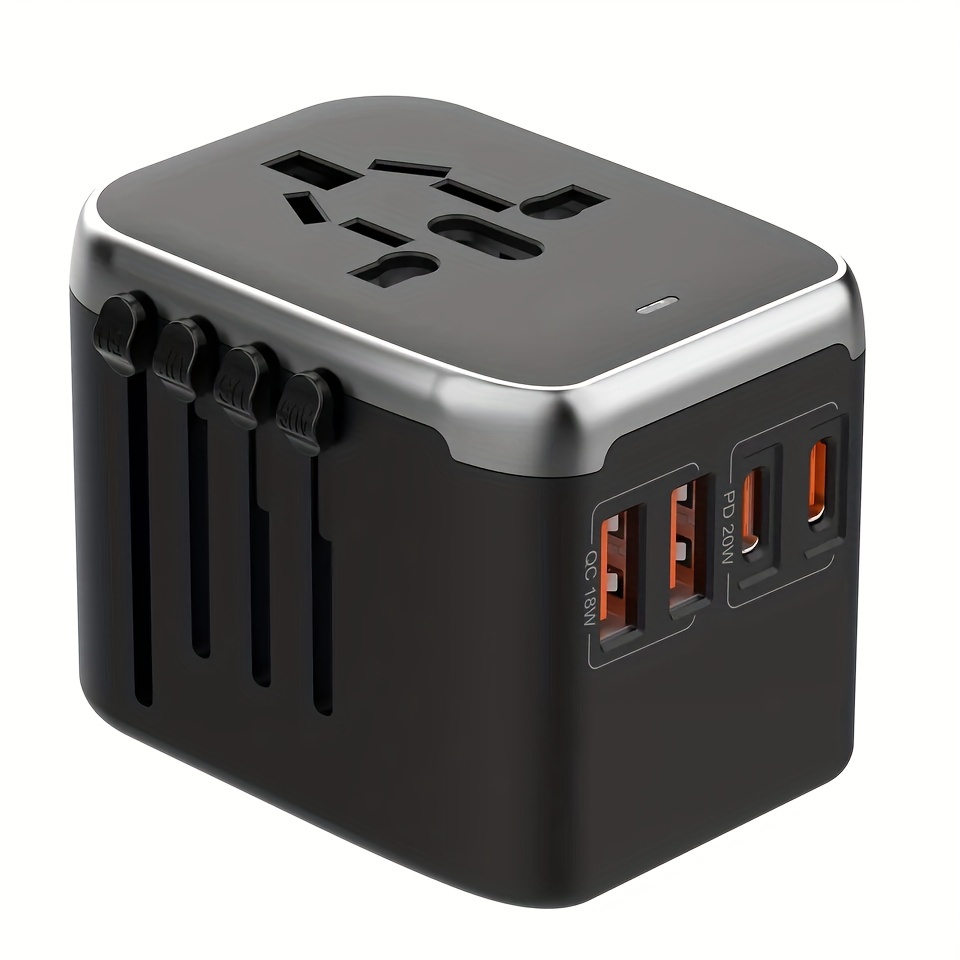 Universal Travel Adapter, TESSAN International Plug Adapter, 5.6A 3 USB C 2  USB A Ports, All-in-one Travel Charger Outlet Converter for Europe UK EU