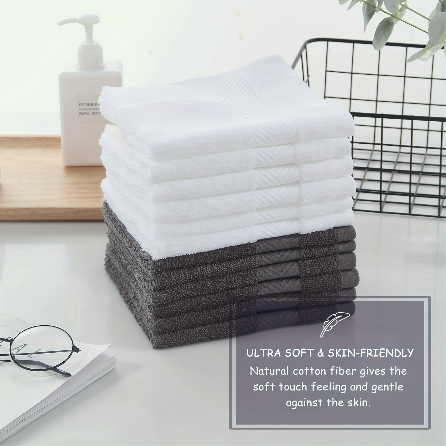 Ring Spun Cotton Premium Large Bathroom Square Towels Ultra - Temu