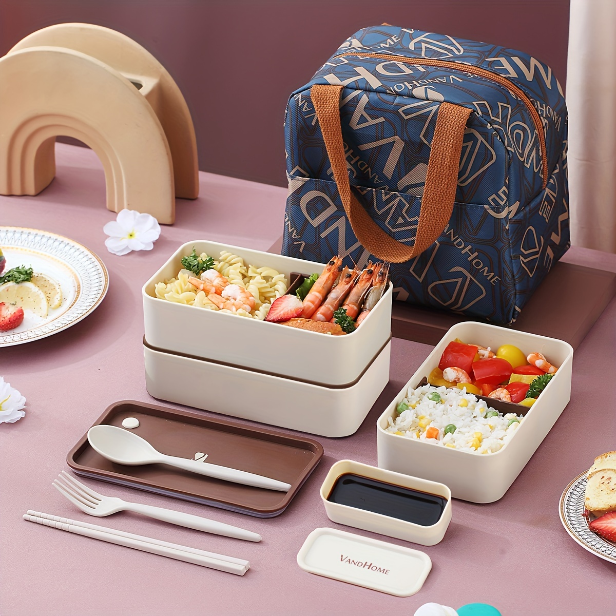 Portable Insulated Lunch Container Set Multi-layer Combination