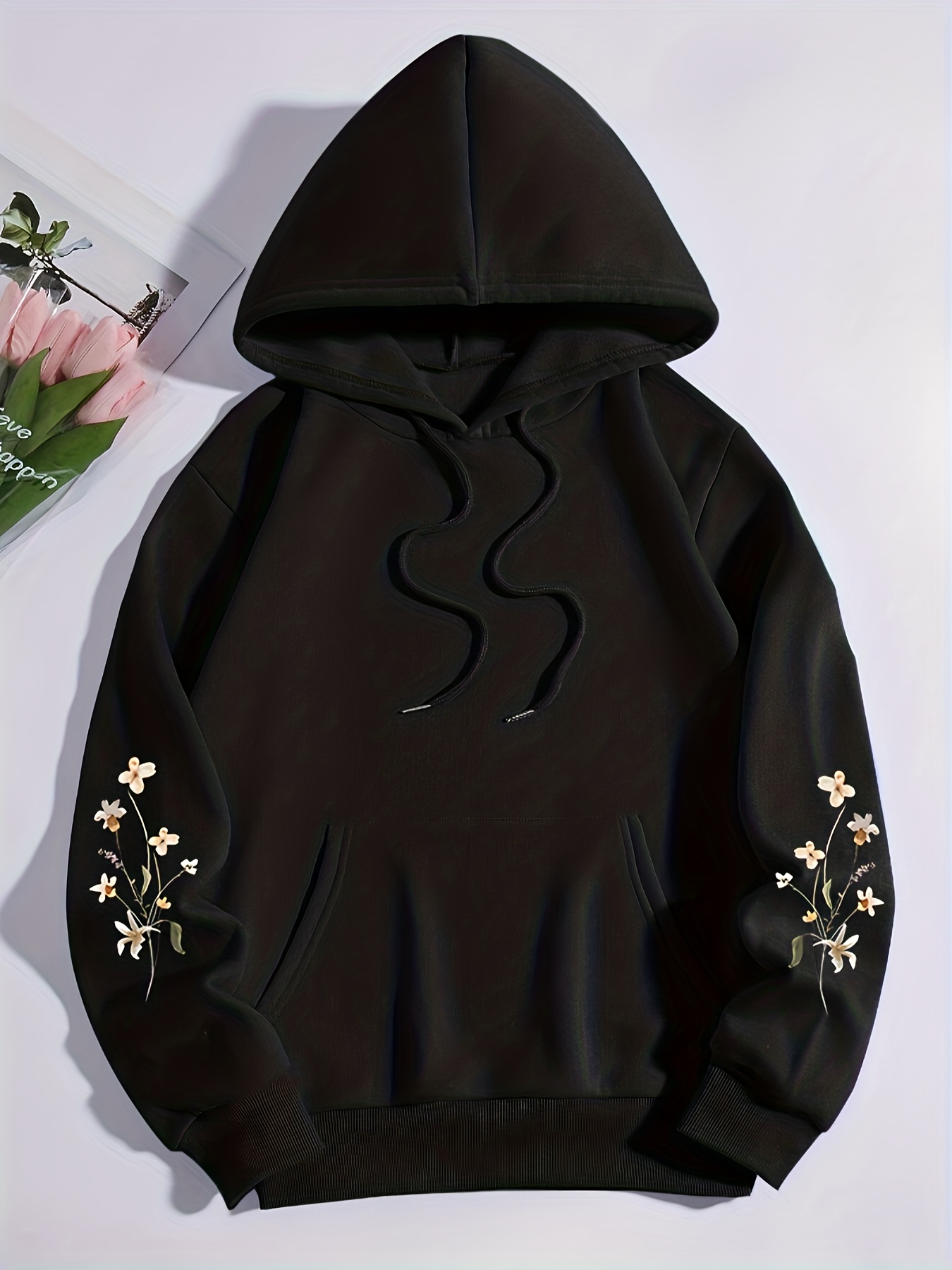 Floral cheap sleeve hoodie