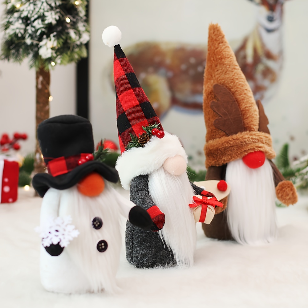 Christmas Old Man Figures Knitted Hat Glowing Santa Claus Dolls