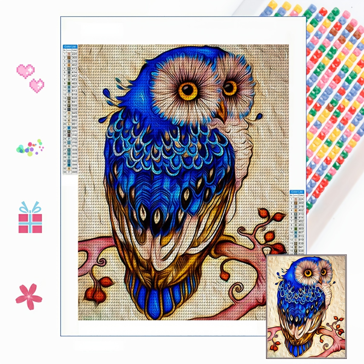 5d Diy Diamond Painting Owl Pattern Full Diamond Painting - Temu