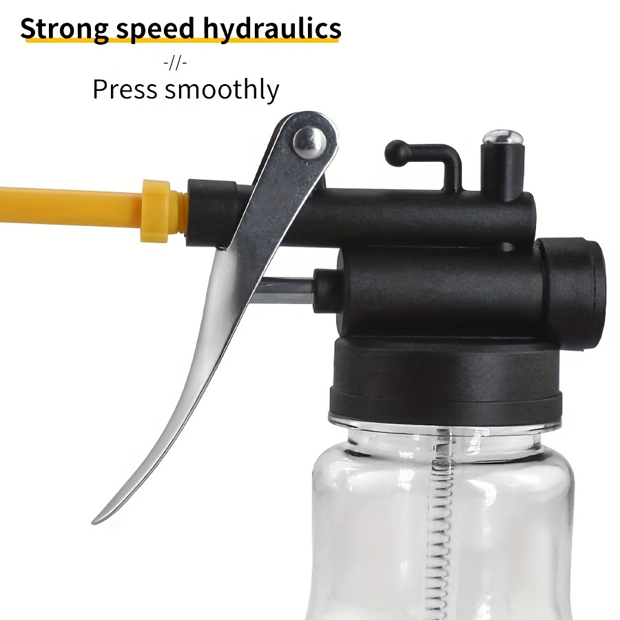 Needle Oiler Bottle-oil Can Pump Oiler Transparent Metal High Pressure Oiler  Lubrication Oiling Can Bottle Manual Oil Gun With Spout Flex Spout Thumb