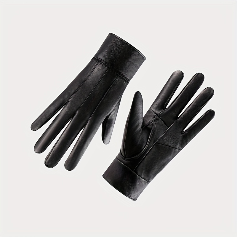 Men's Leather Gloves Winter Warm Sheepskin Gloves Velvet Thickened