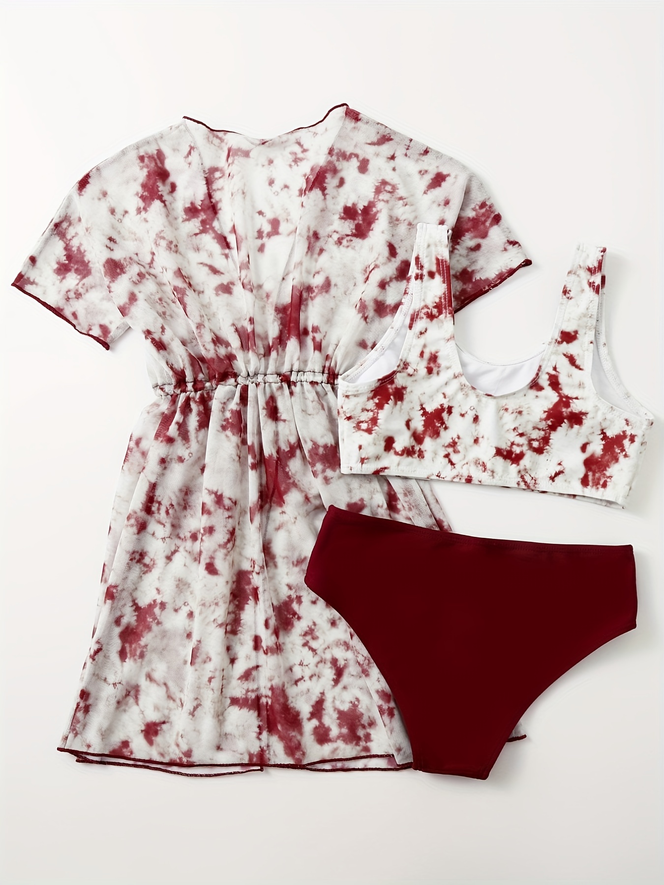 3pc Tie Dye Sleeveless Top & Shorts & Dress