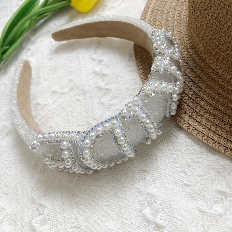 Bachelorette Party Decorations Pearl Bride Headband White Headpiece Bridal  Shower Gift, Bridesmaid Favors 