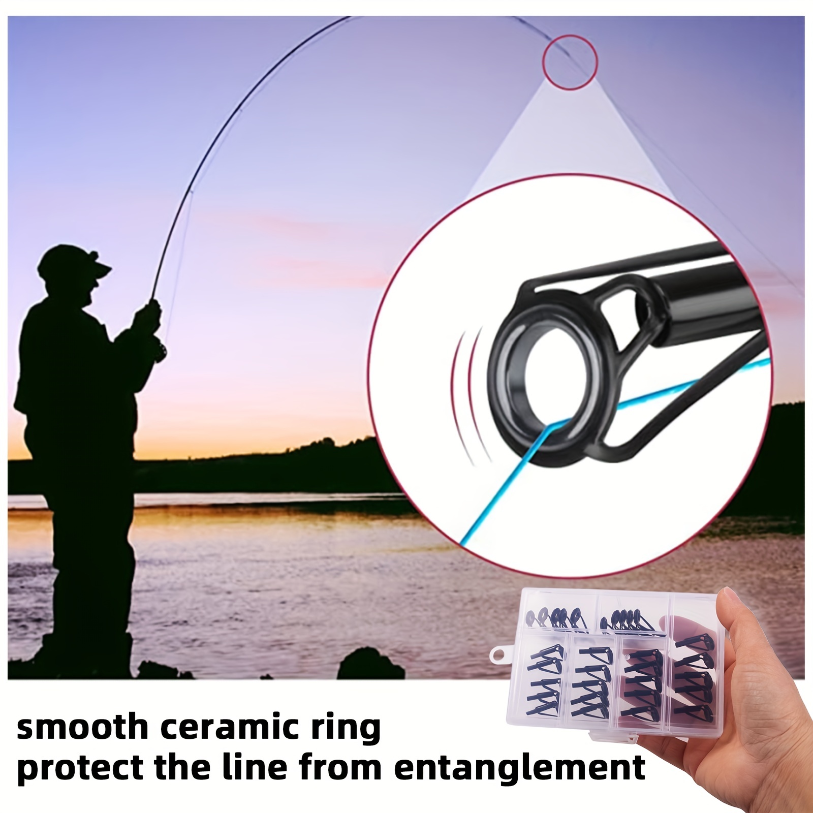 9KM DWLIFE Fishing Rod Tip Repair Black Stainless Steel Ceramic Ring Guide  Replacement Kit Mixed Size in a Box, Reel Care Accessories -  Canada