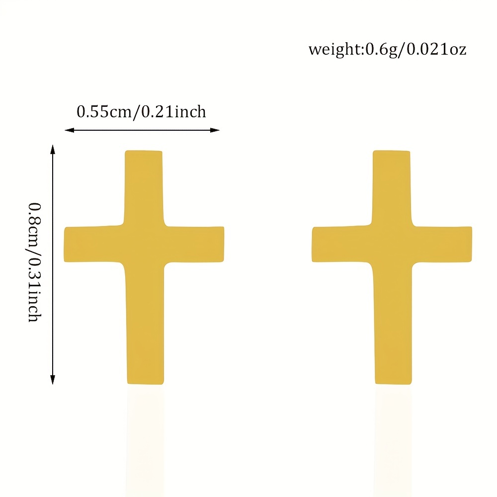 Cross Stud Earrings Stainless Steel 18K Plated Style Stud Earrings