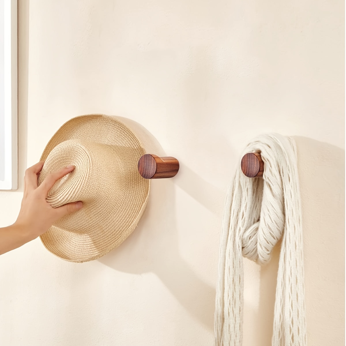 Natural Wood Wall Hooks Minimalist Hat Hanger Easy Install - Temu Canada