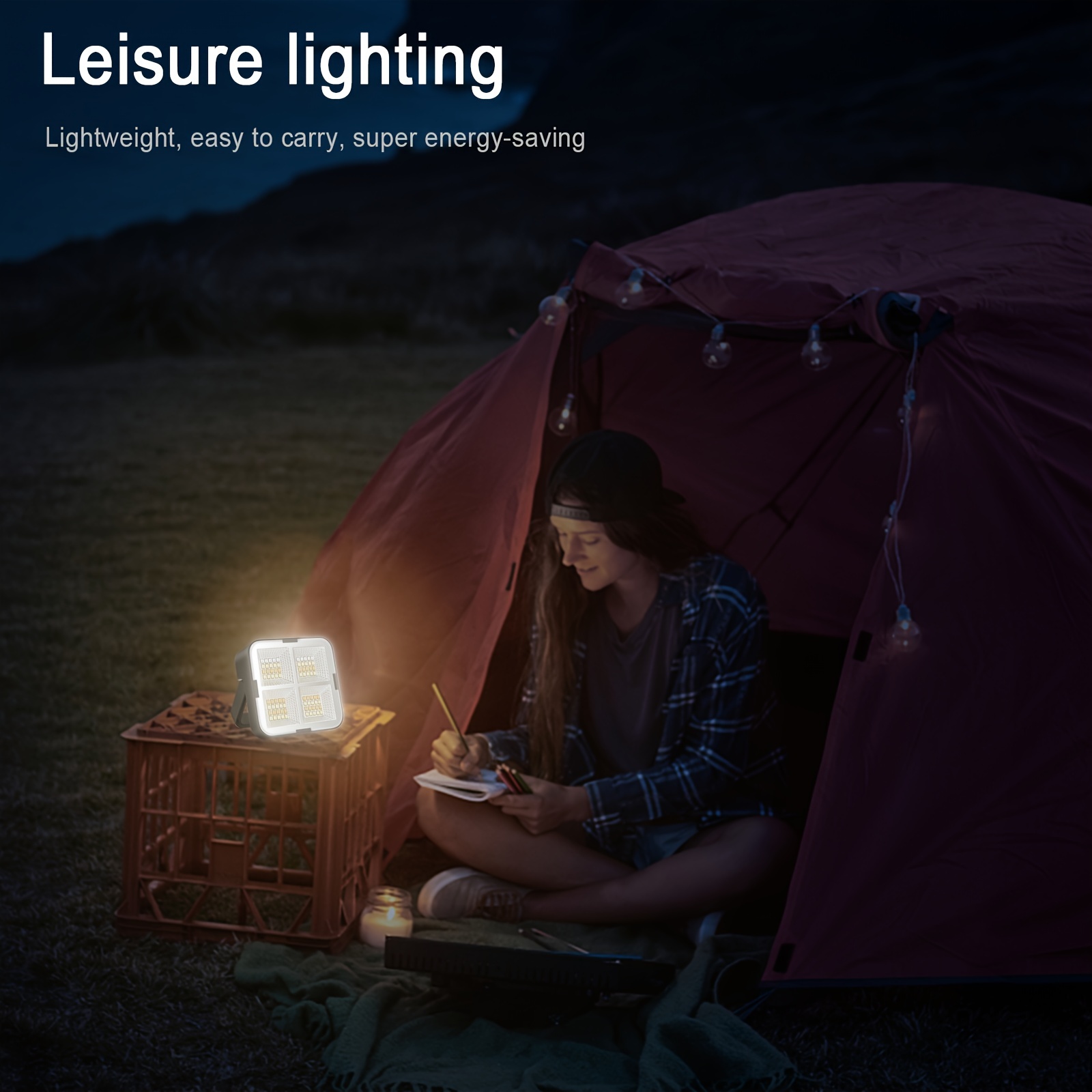 Portable LED Light Camping Outdoor Tent Umbrella Night Lamp Ultra Bright  Rechargeable Glare Light Hiking Lantern 3 Modes