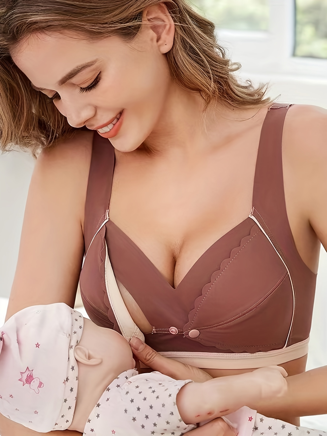 Bras For Women,Womens Bras,Comfortable Cotton Front Buckle Without Steel  Ring Small Chest Gather Nursing Bra