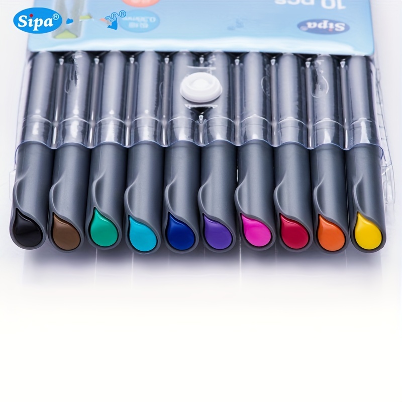 Sipa 10 Colors Fiber pen 0.38mm Fine Sketch Needle Technical Pen  Multifunction Ink Gel pen